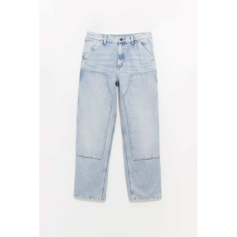 CARHARTT WIP BLUE WORN BLEACHED DOUBLE KNEE PANT